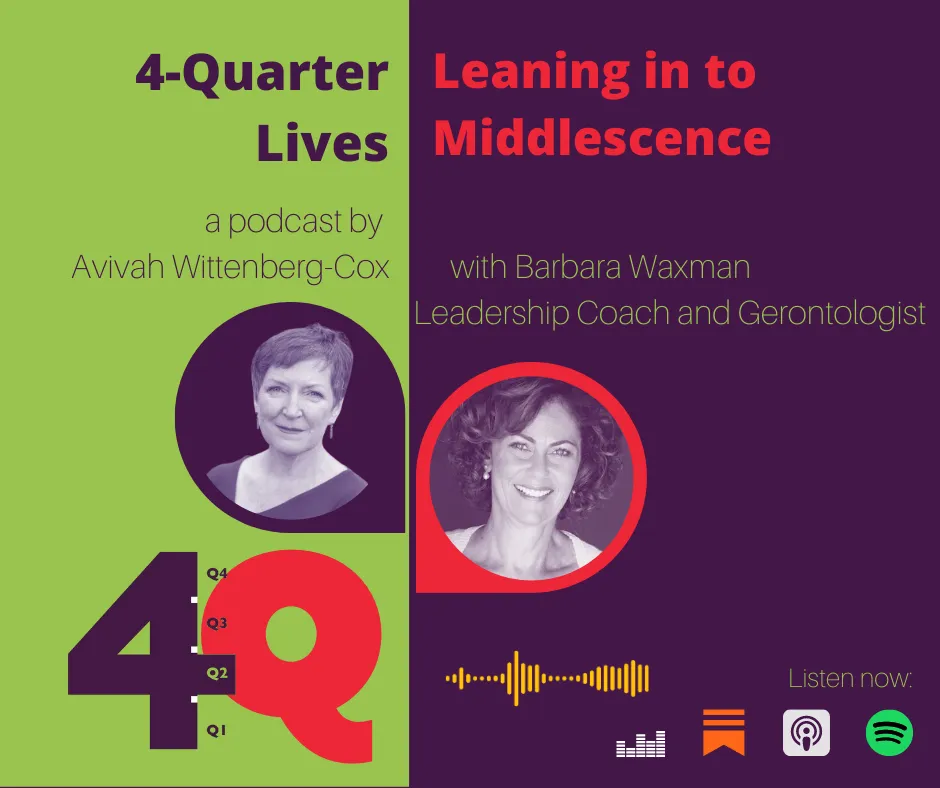 Barbara Waxman Joins Avivah Wittenberg-Cox on the 4-Quarter Lives Podcast Middlescence Midlife